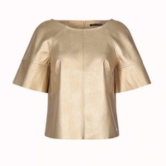 Armani Exchange faux leather blouse gold S - Picture 1 of 4